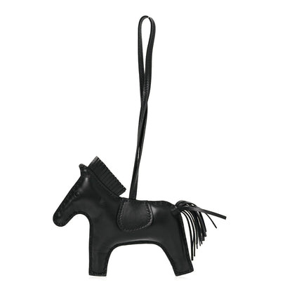 Hermes Milo Lambskin Grigri Rodeo Horse Bag Charm MM So Black 1 of 4