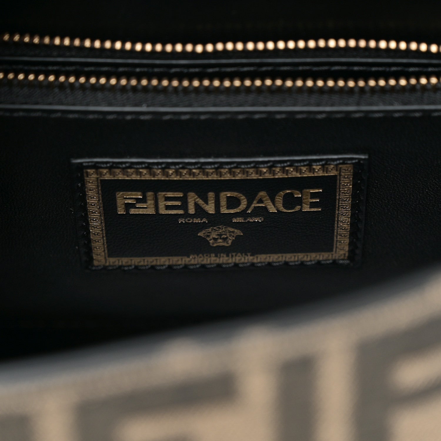 Versace X FENDI Grained Calfskin Fendace Medium La Medusa Top Handle Bag Black Brown 6 of 9