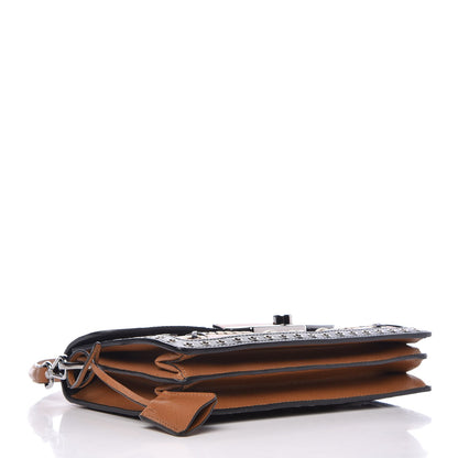 Prada Saffiano Embroidered Pattina Sound Shoulder Bag Caramel 4 of 7