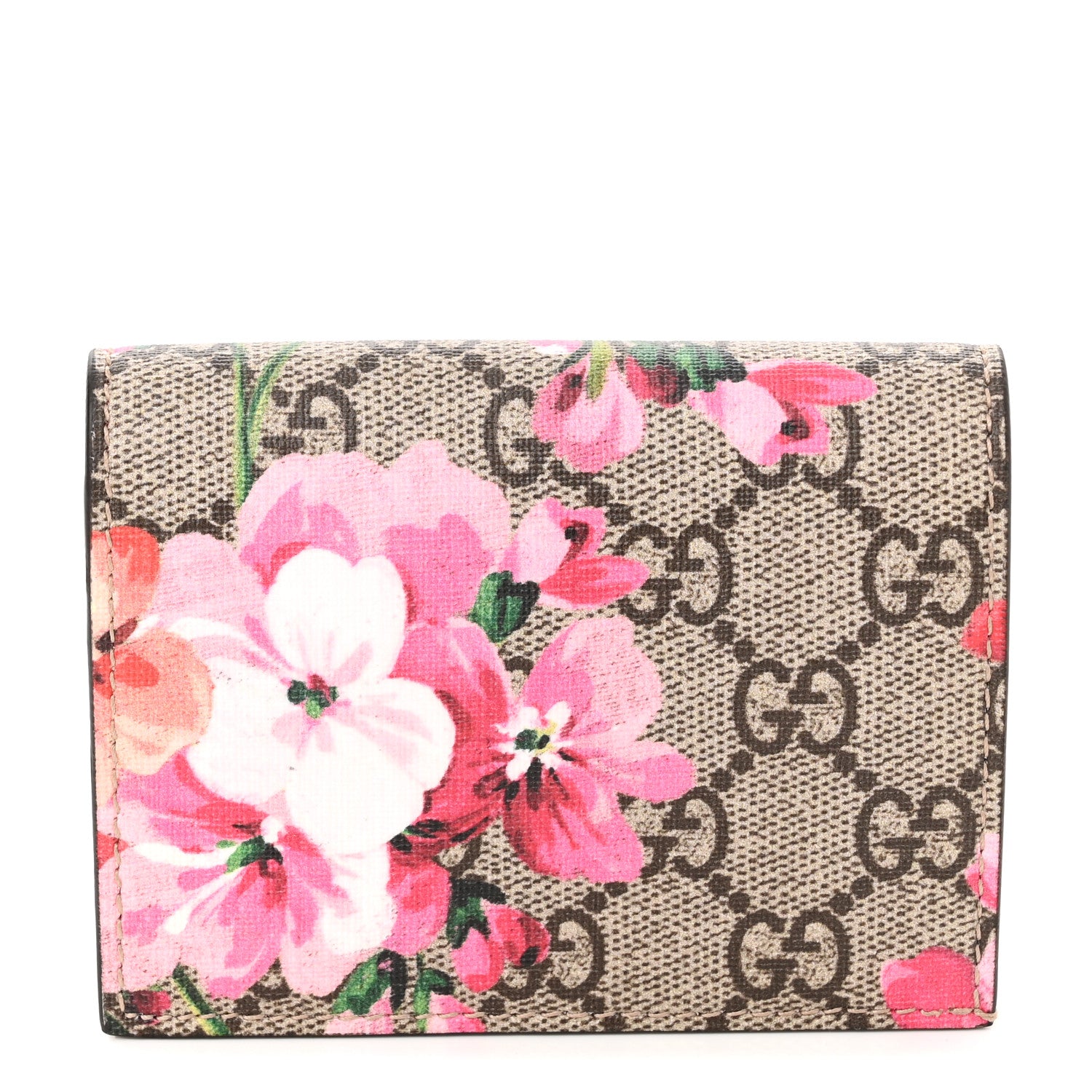 Gucci GG Supreme Monogram Blooms Card Case Beige Multicolor Dry Rose 1 of 8