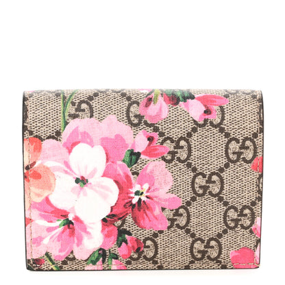 Gucci GG Supreme Monogram Blooms Card Case Beige Multicolor Dry Rose 1 of 8