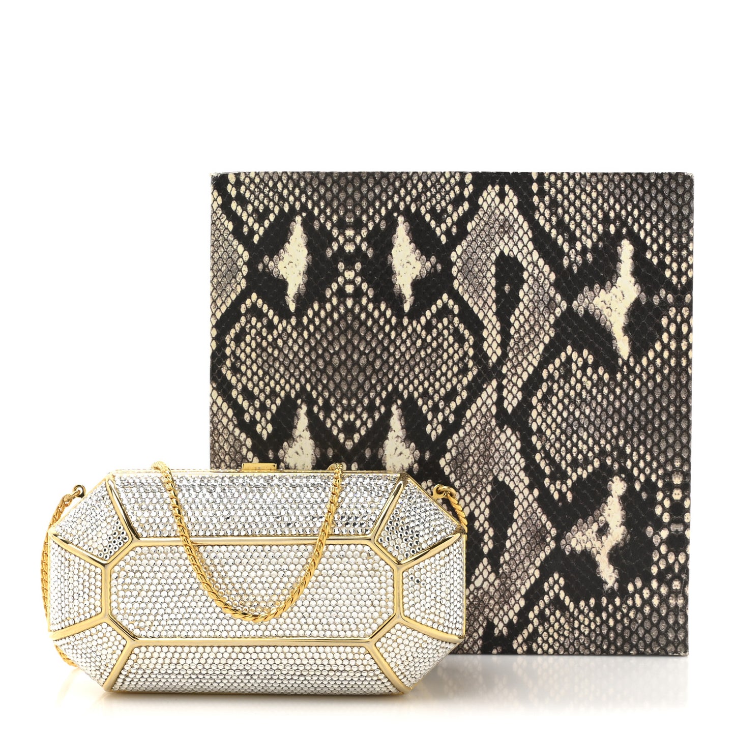 Swarovski Crystal Minaudiere Clutch Gold Silver