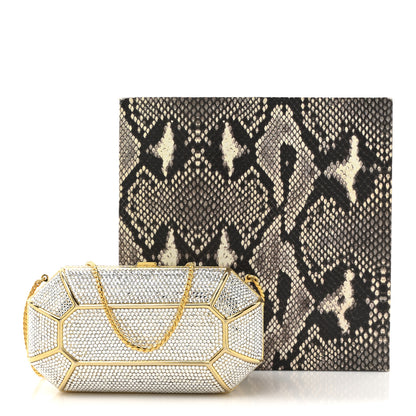 Judith Leiber Swarovski Crystal Minaudiere Clutch Gold Silver 11 of 11
