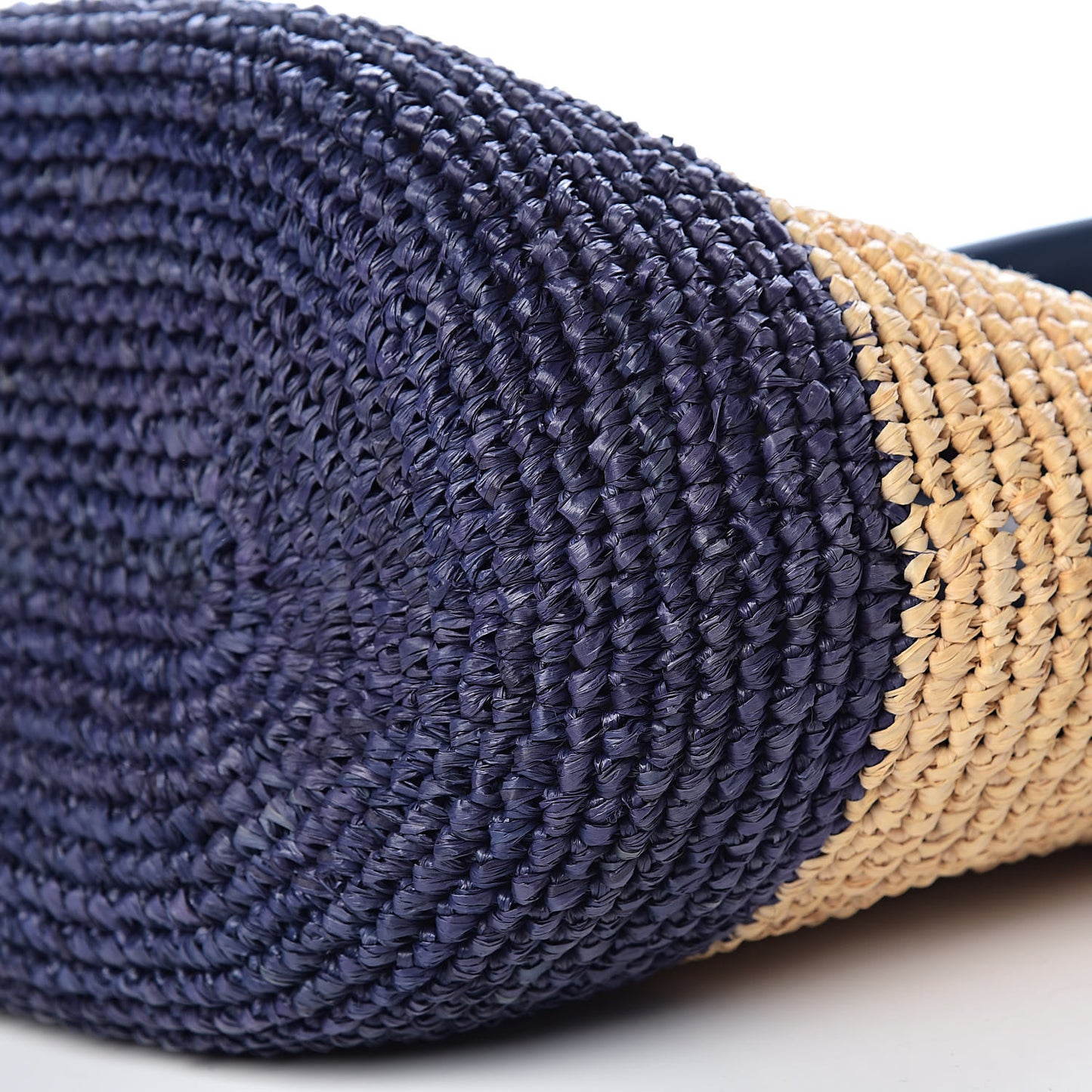 Raffia Bi-Color Panier Basket Tote Natural Bleu Tanzanite
