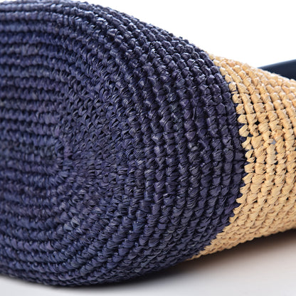 Balenciaga Raffia Bi-Color Panier Basket Tote Natural Bleu Tanzanite 11 of 12