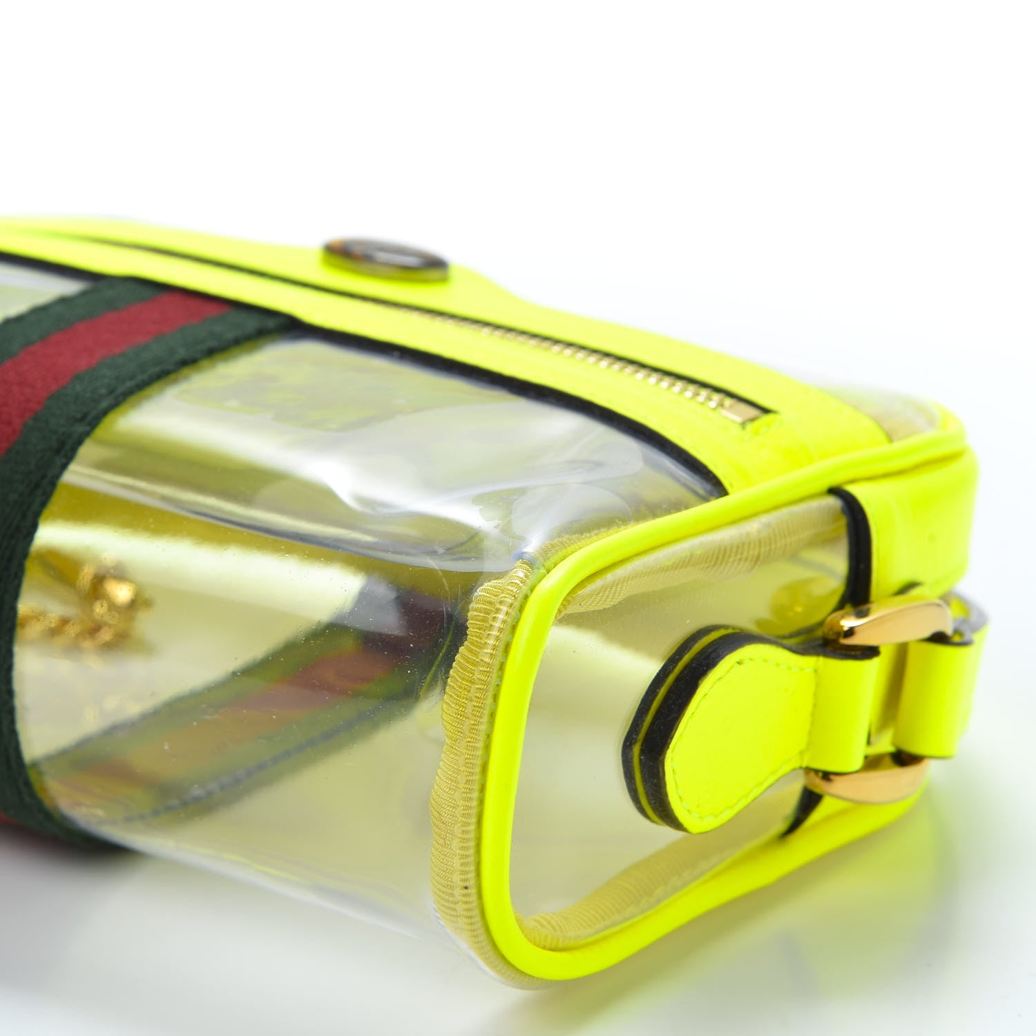 Gucci Vinyl Web Mini Ophidia Transparent Shoulder Bag Yellow Fluo 6 of 9