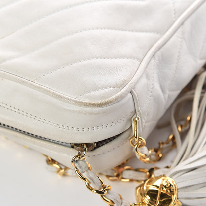 Chanel Lambskin Chevron Tassel Camera Case White 12 of 18