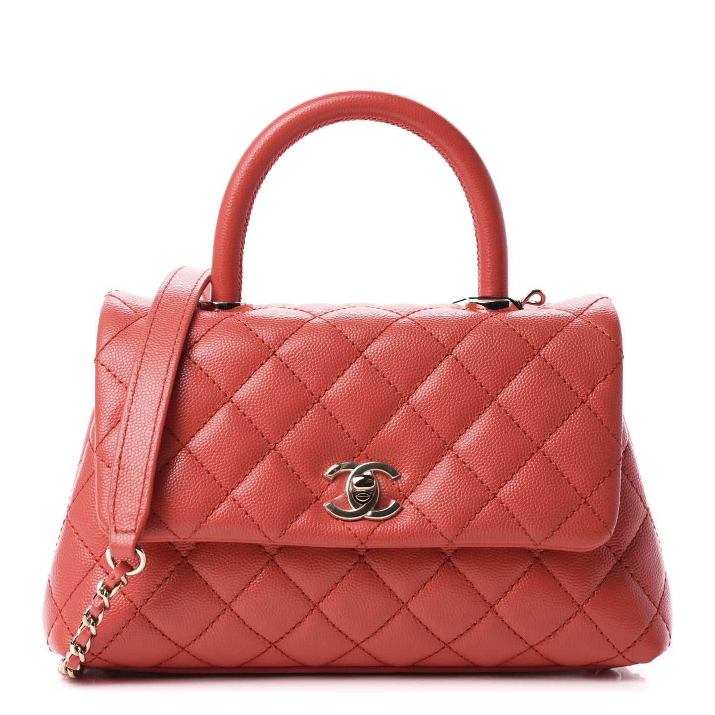 Caviar Quilted Mini Coco Handle Flap Red