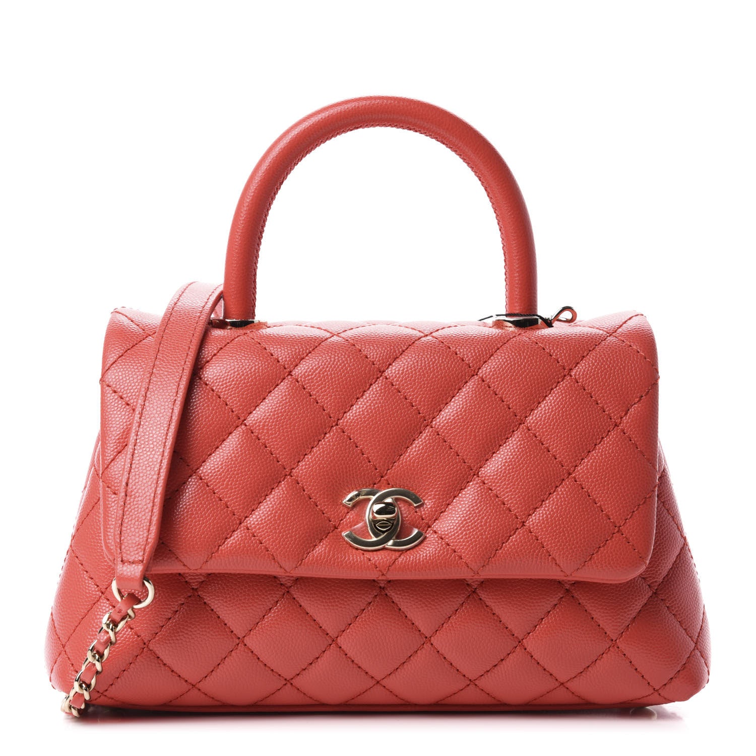 Chanel Caviar Quilted Mini Coco Handle Flap Red 1 of 10