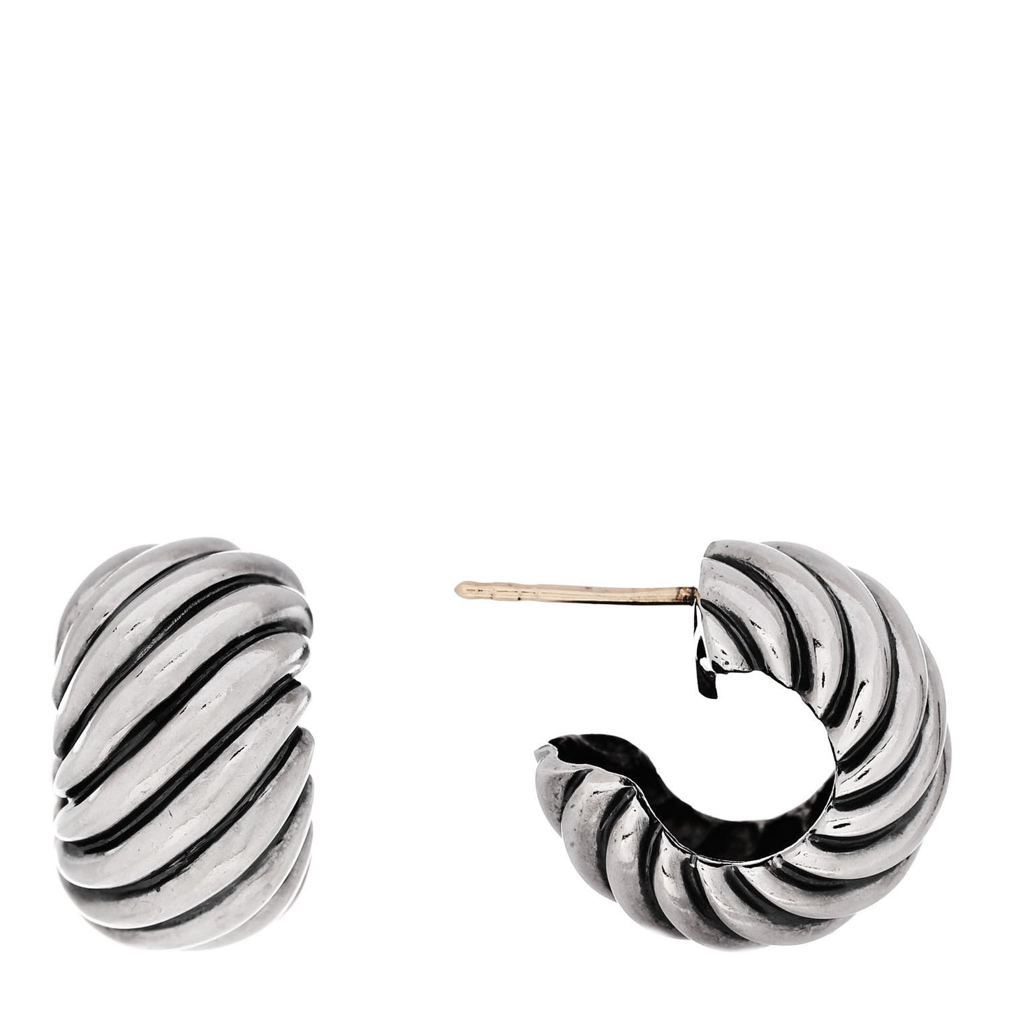 Sterling Silver 11mm Sculpted Cable Shrimp Earrings