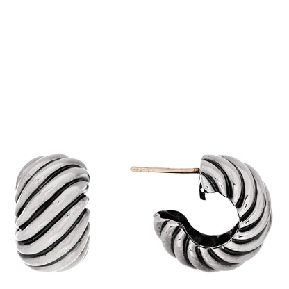 David Yurman Sterling Silver 11mm Sculpted Cable Shrimp Earrings 1 of 6