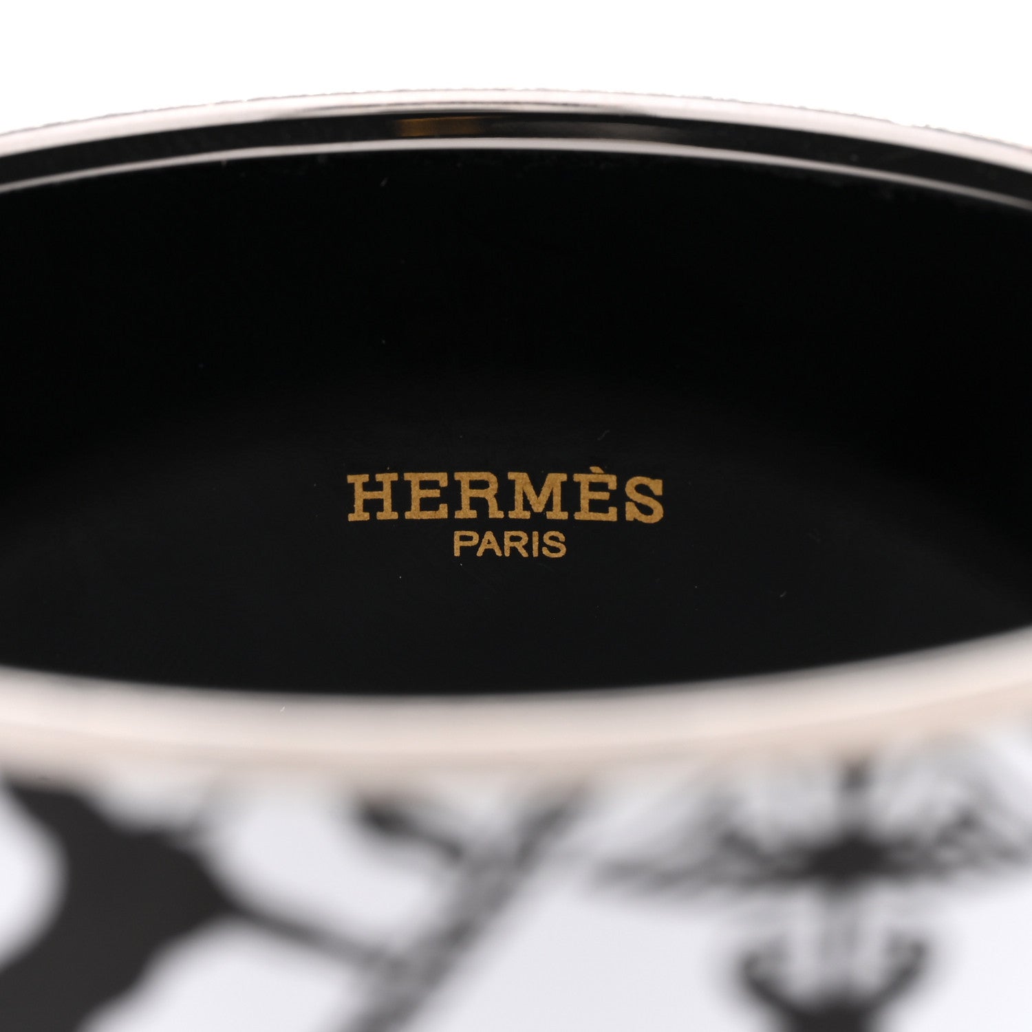 Hermes Enamel Printed Ex Libris Extra Wide Bracelet 62 Black 4 of 5