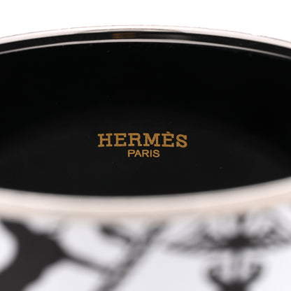 Hermes Enamel Printed Ex Libris Extra Wide Bracelet 62 Black 4 of 5