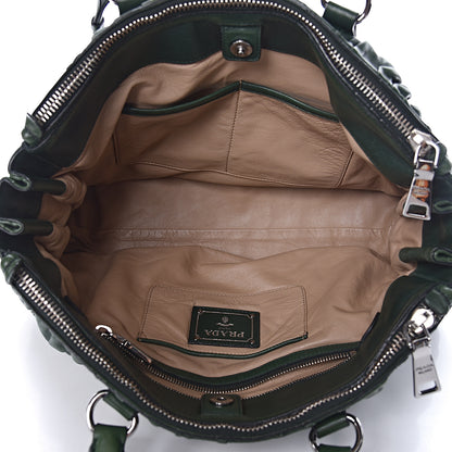 Prada Nappa Gaufre Double Zip Tote Green 5 of 22