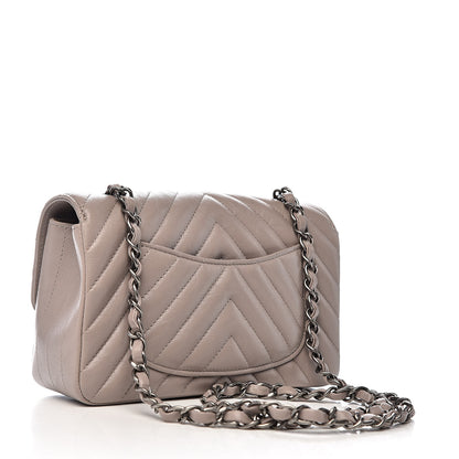 Chanel Iridescent Calfskin Chevron Quilted Mini Rectangular Flap Grey 3 of 12