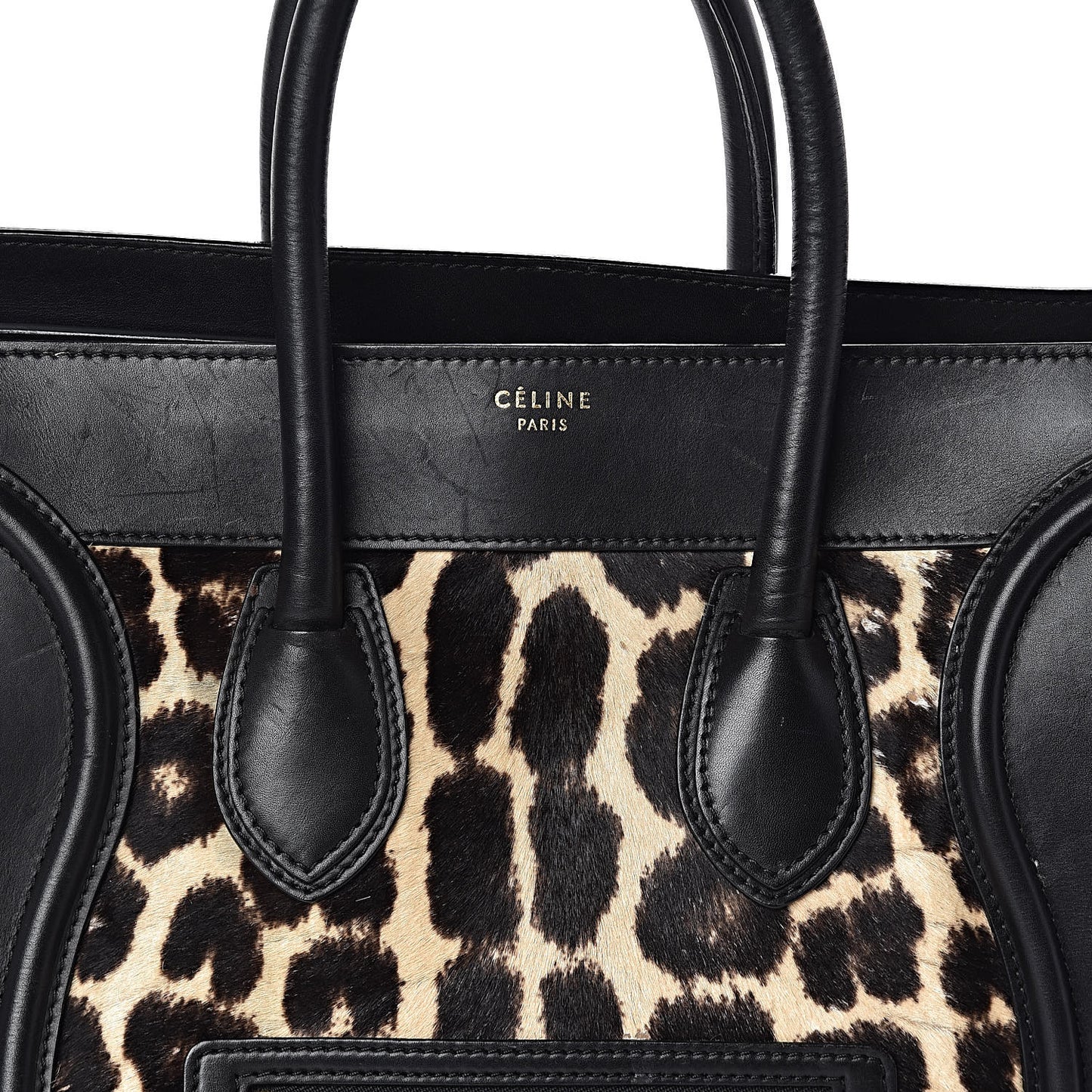 Leopard Pony Hair Mini Luggage Brown