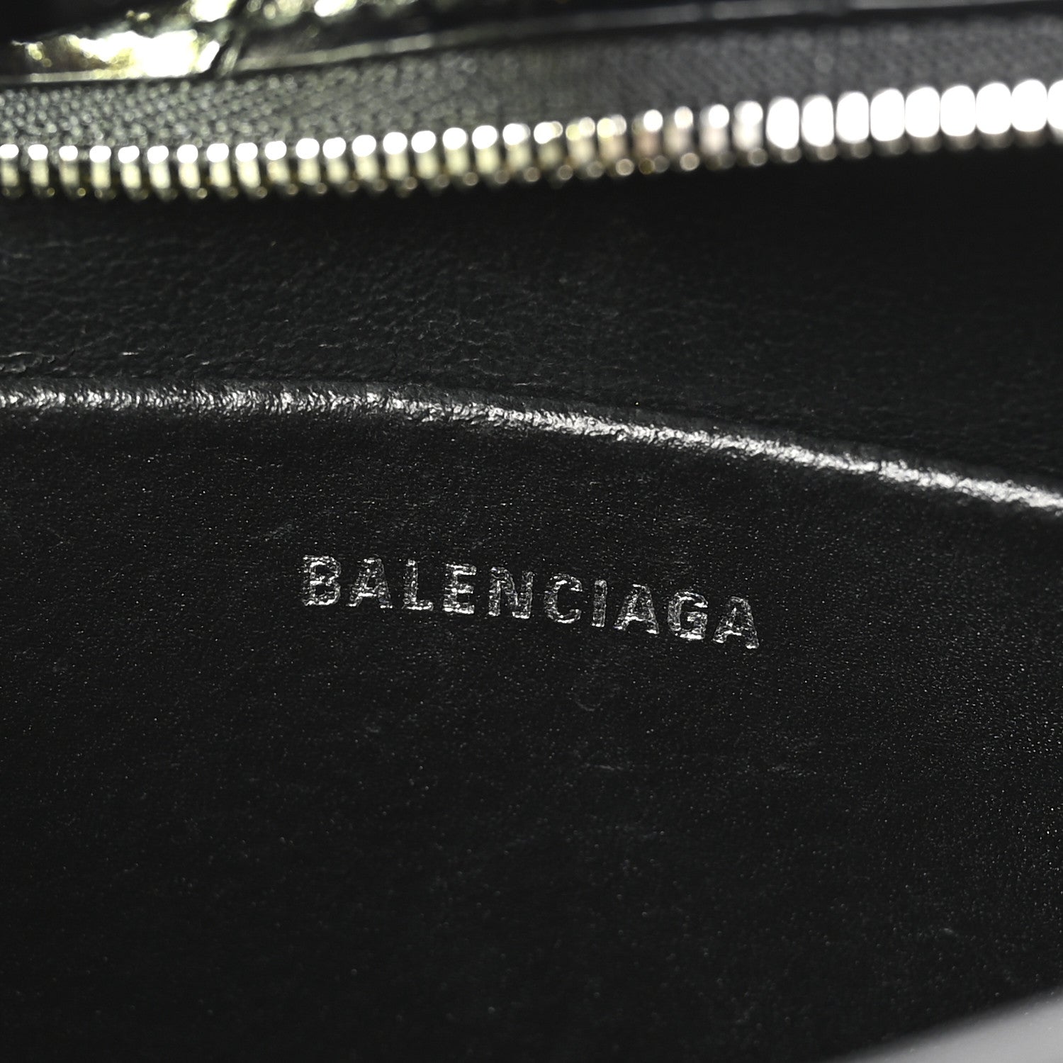 Balenciaga Shiny Calfskin Logo Crocodile Embossed S Everyday Camera Bag with Handle Black 5 of 8