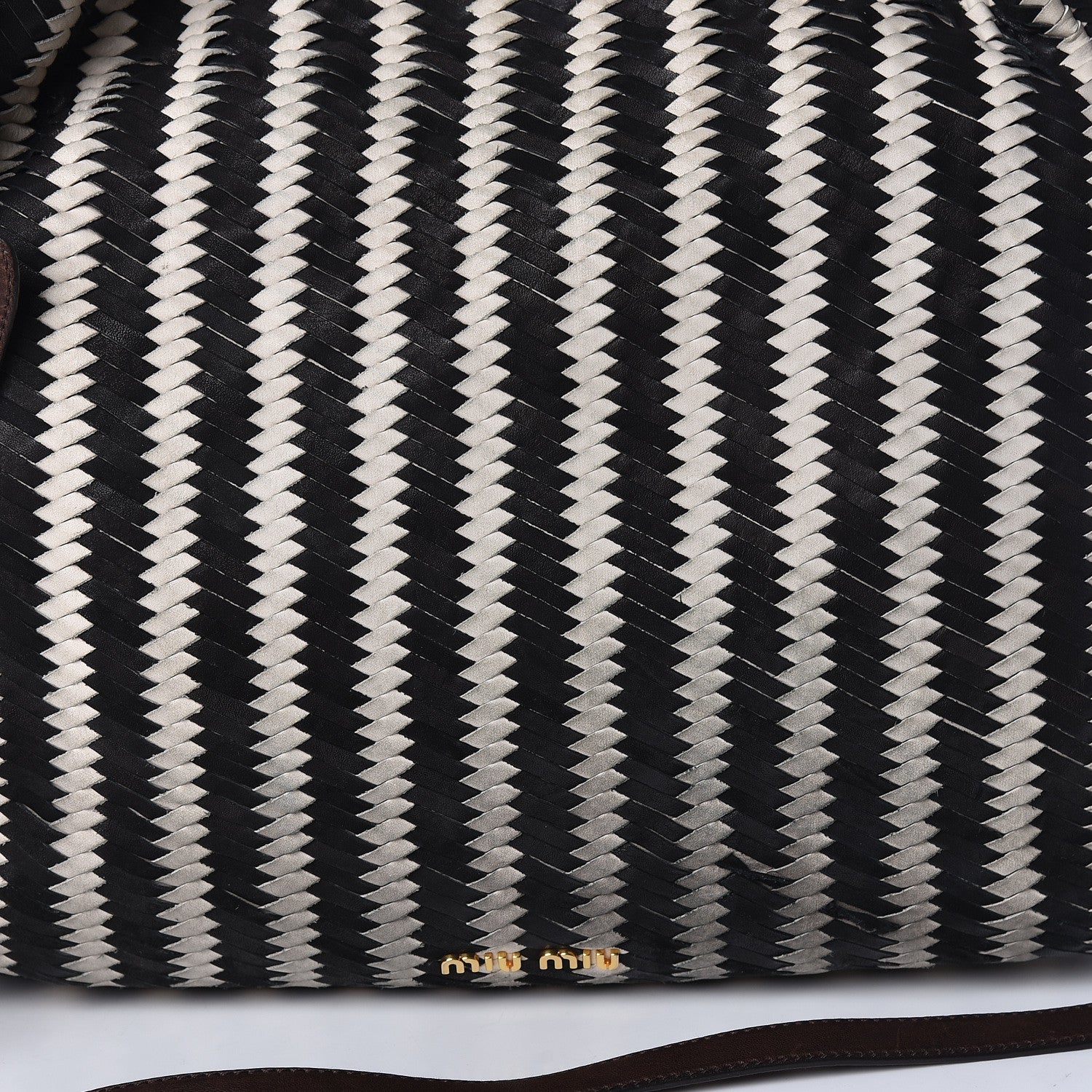 Miu Miu Nappa Intreccio Sacca Tote Cera Black 21 of 23