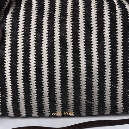 Miu Miu Nappa Intreccio Sacca Tote Cera Black 21 of 23