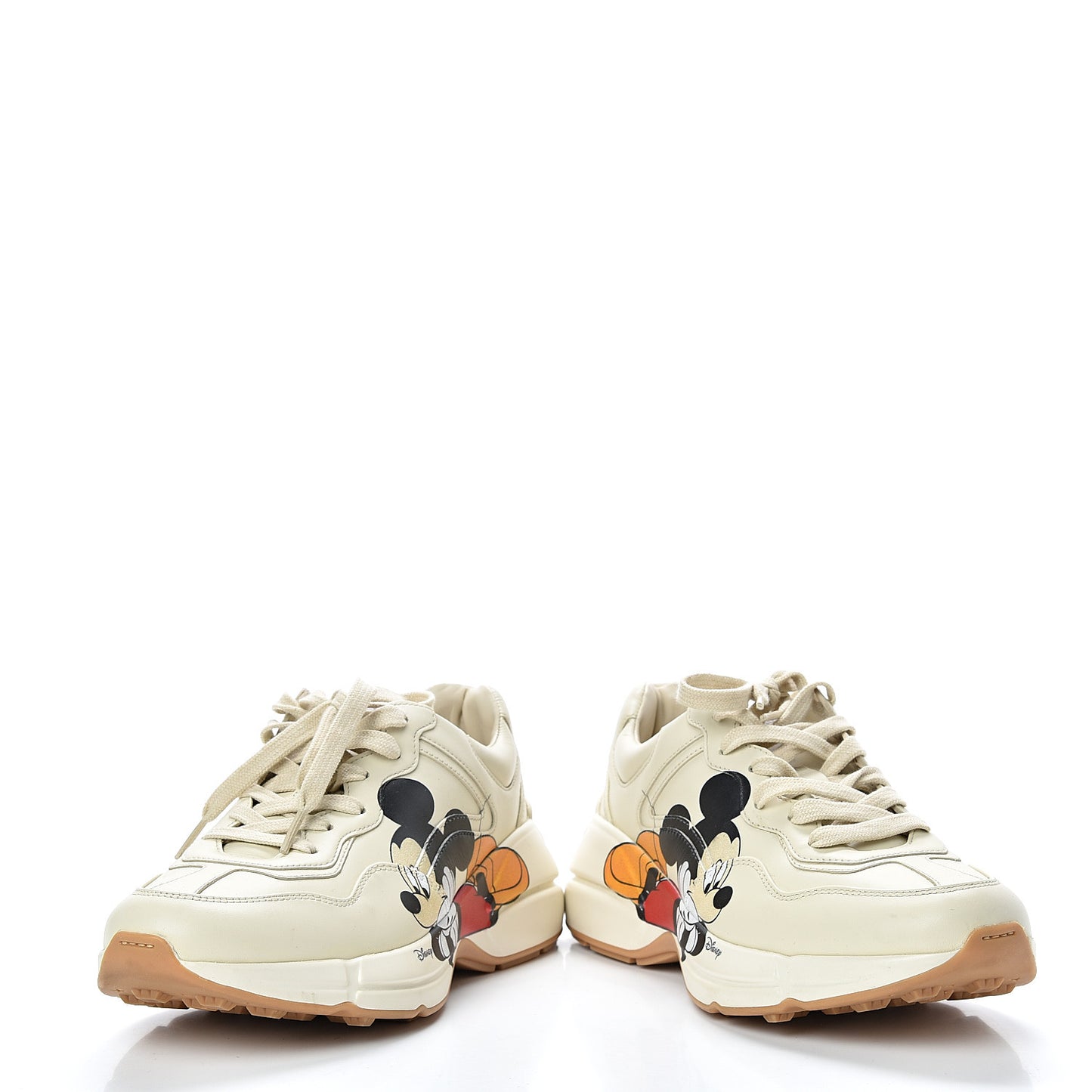 X DISNEY Calfskin Mickey Mouse Womens Rhyton Sneakers 38.5 Ivory