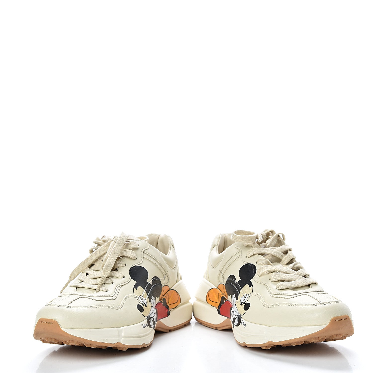 Gucci X DISNEY Calfskin Mickey Mouse Womens Rhyton Sneakers 38.5 Ivory 6 of 11