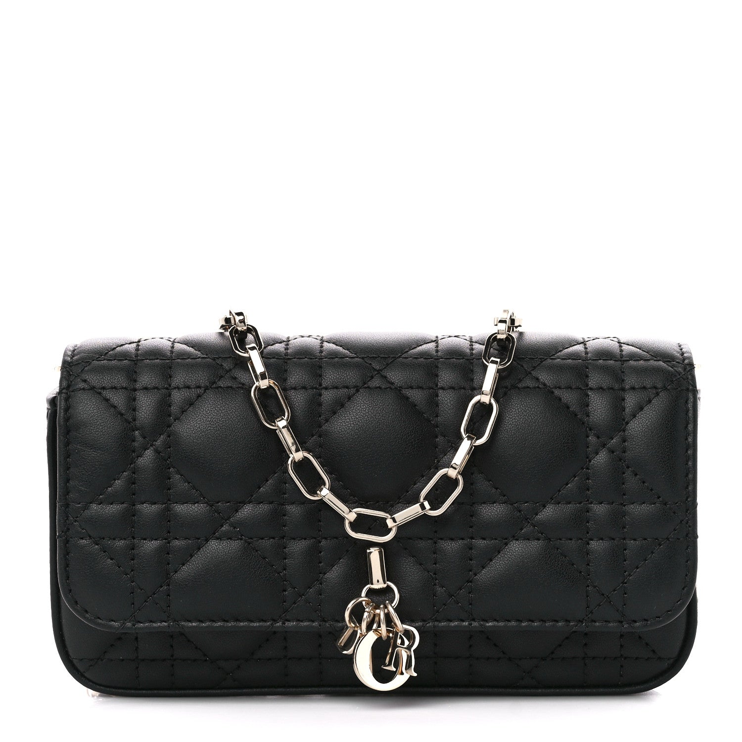 Christian Dior Lambskin Cannage Dior Talk Phone Pouch Black 1 of 11