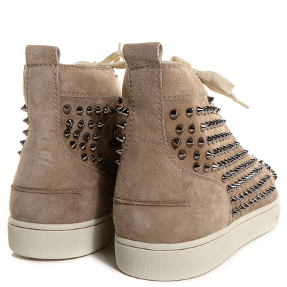 Christian Louboutin Mens Suede Louis Spikes Flat Sneakers 45.5 Beige 3 of 5