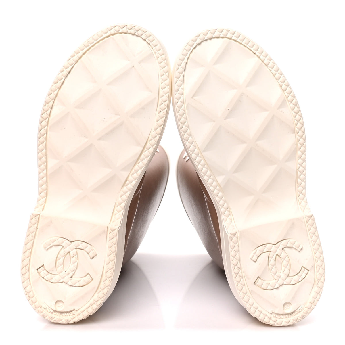 Chanel Caoutchouk CC High Boots 36 Beige White 7 of 8