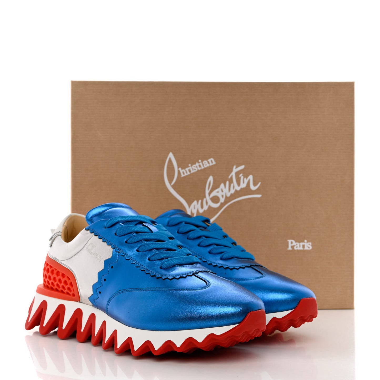 Laminated Nappa Neoprene Calfskin Mens Loubishark Sneakers 42 Version Multicolor