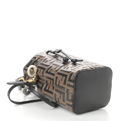Fendi Vitello Liberty F is Fendi Bi-Color FF 1974 Embossed Mini Mon Tresor Bucket Bag Maya Black 4 of 9