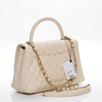 Chanel Caviar Quilted Small Coco Handle Flap White 3 of 9
