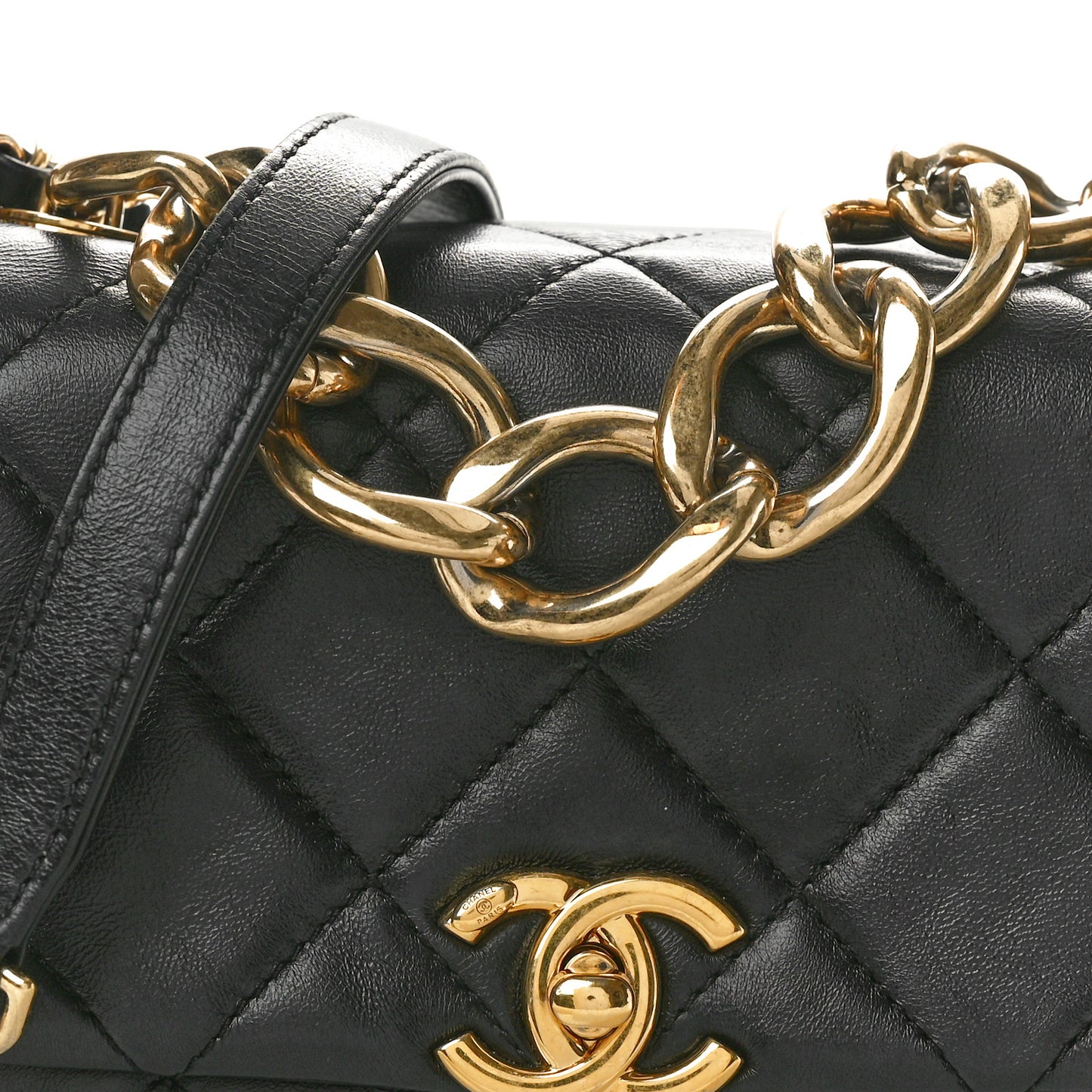 Lambskin Quilted Mini Color Match Flap Black