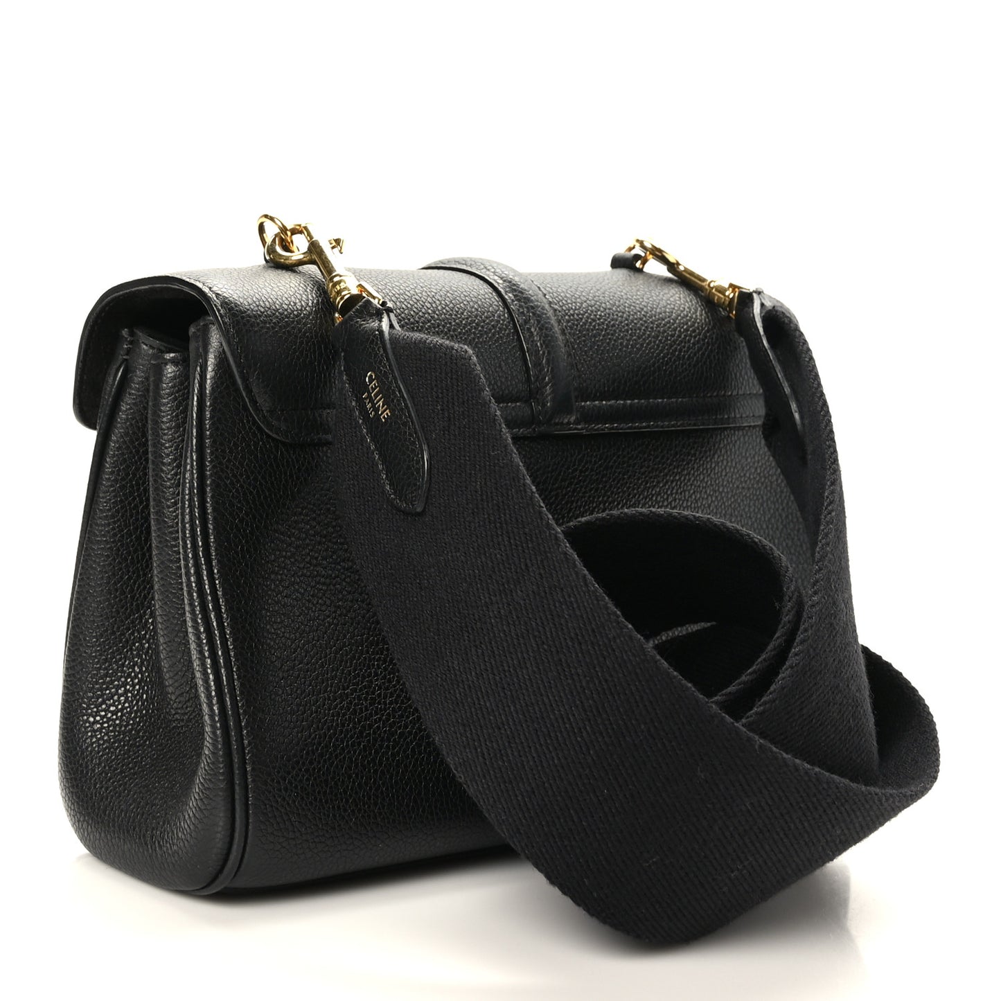 Grained Calfskin Teen Soft 16 Shoulder Bag Black