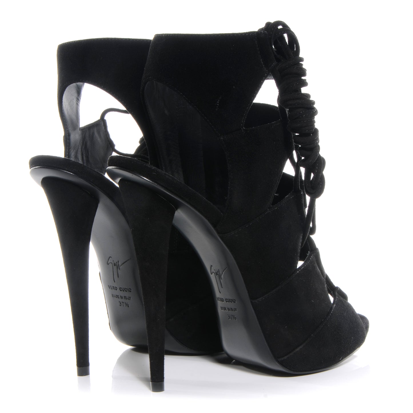 GIUSEPPEZANOTTISuedeLaceUpPaneledSandals37.5Black