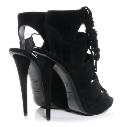 FASHIONPHILE GIUSEPPEZANOTTISuedeLaceUpPaneledSandals37.5Black 4 of 6