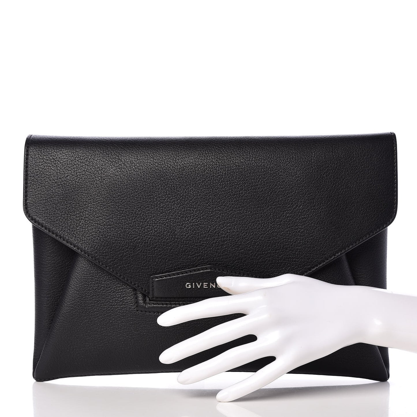 Sugar Goatskin Medium Antigona Envelope Clutch Black