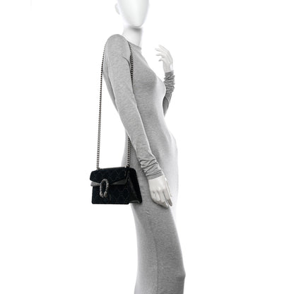 Gucci Velvet Skipper Crystal GG Monogram Small Dionysus Shoulder Bag Blue Beige Black 2 of 12