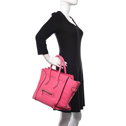 Celine Drummed Calfskin Mini Luggage Fluo Pink 2 of 20