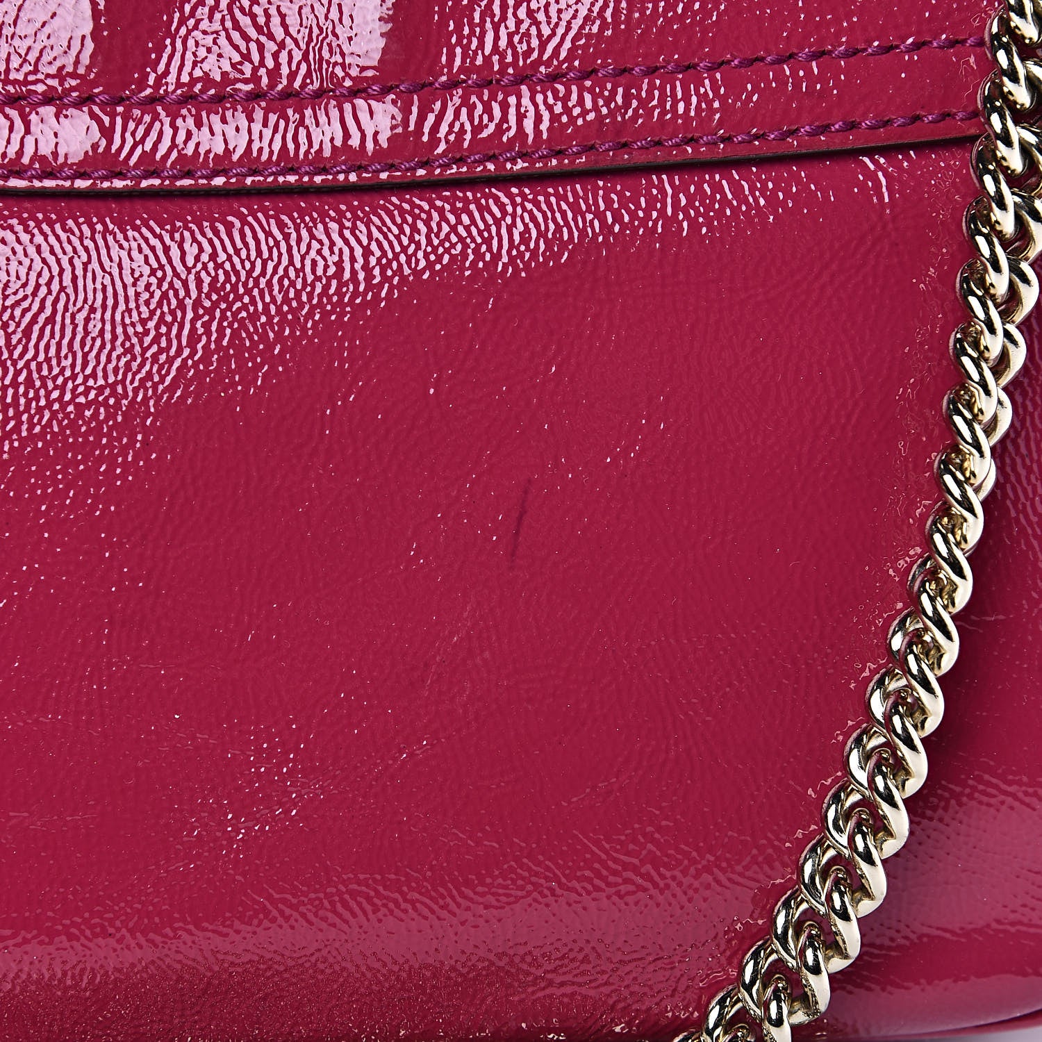 Gucci Patent Medium Soho Flap Crossbody Bright Bougainvillea 14 of 16