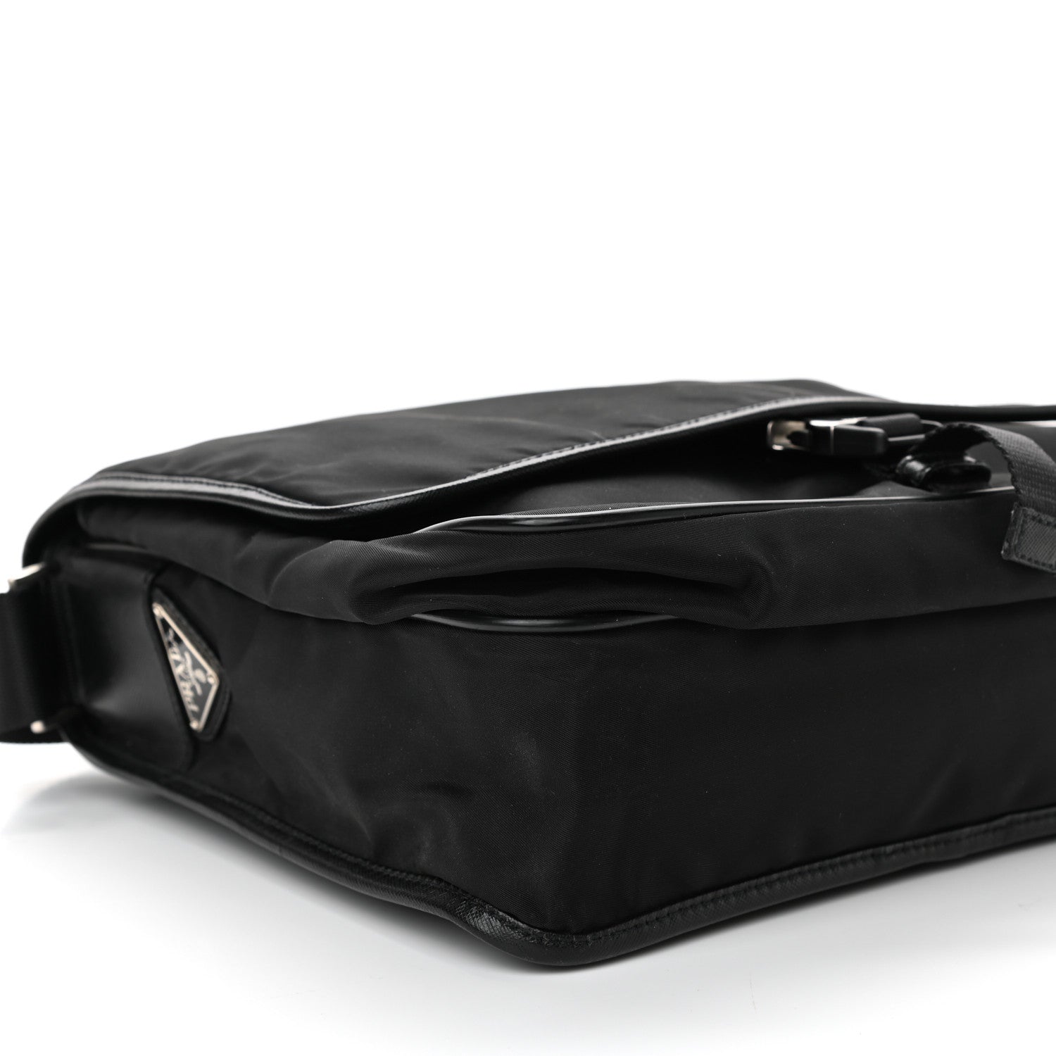 Prada Tessuto Nylon Saffiano Logo Messenger Bag Black 8 of 9