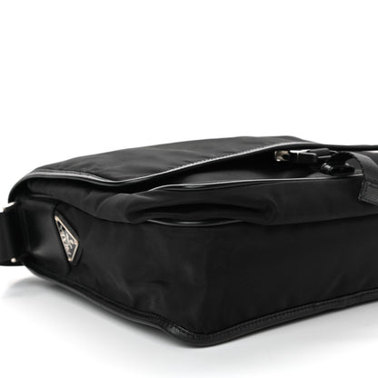 Prada Tessuto Nylon Saffiano Logo Messenger Bag Black 8 of 9