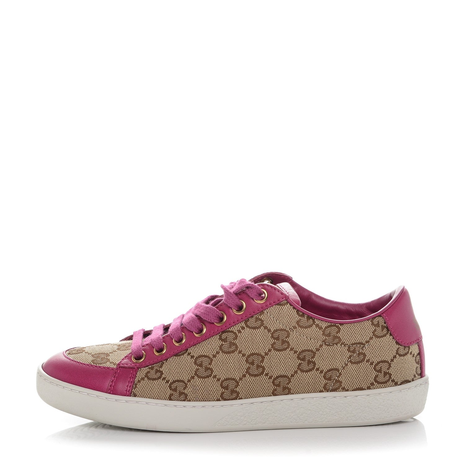 Gucci GG Supreme Monogram Brooklyn Sneakers 35.5 Beige New Rosette 1 of 8