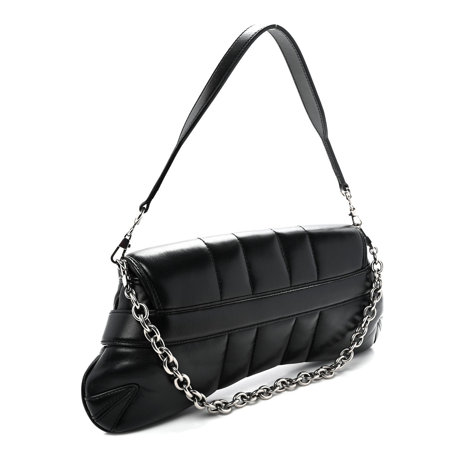 Gucci Nappa Vertical Matelasse Medium Maxi Horsebit Chain Shoulder Bag Black 3 of 9