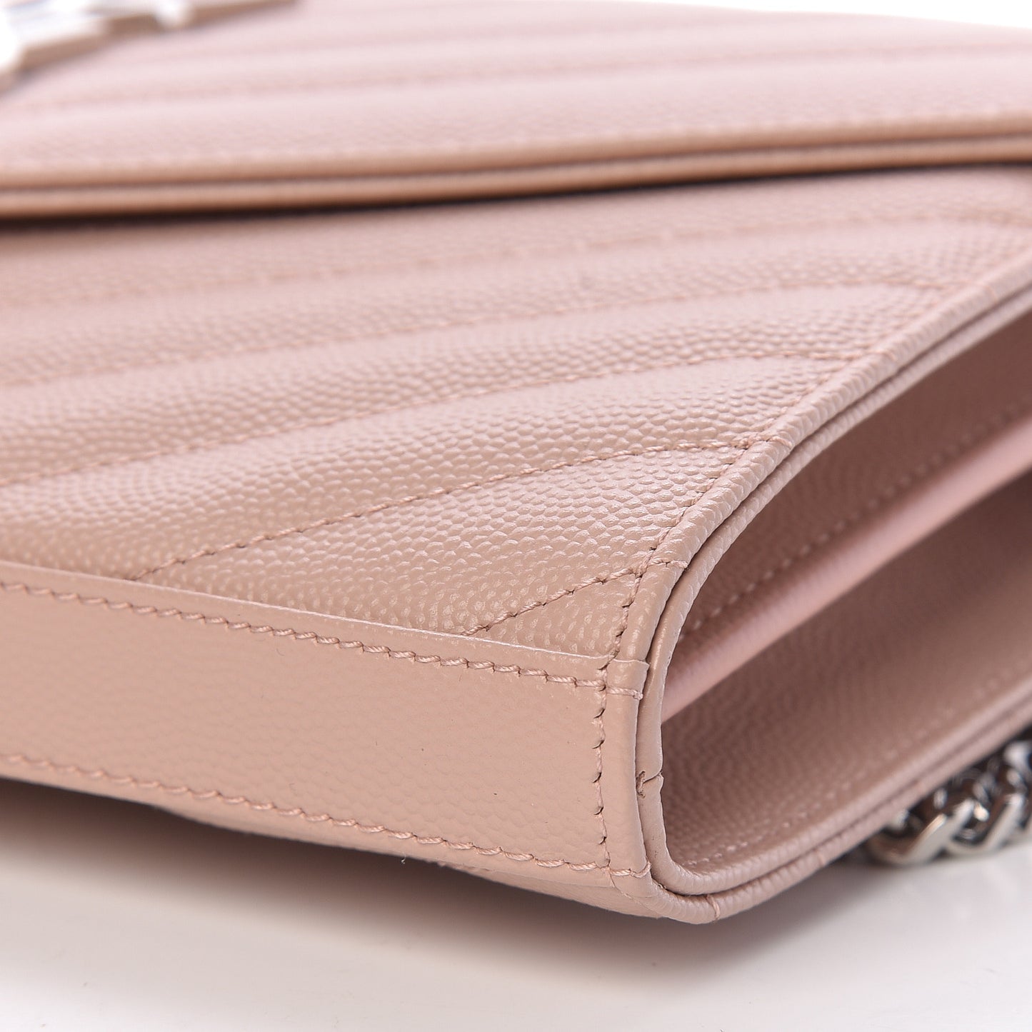 Grain De Poudre Matelasse Chevron Monogram Chain Wallet Rose Antic