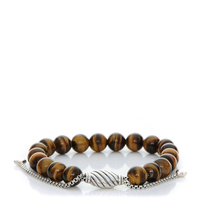 David Yurman Sterling Silver Tiger's Eye 8mm Spiritual Beads Adjustable Bracelet 1 of 4
