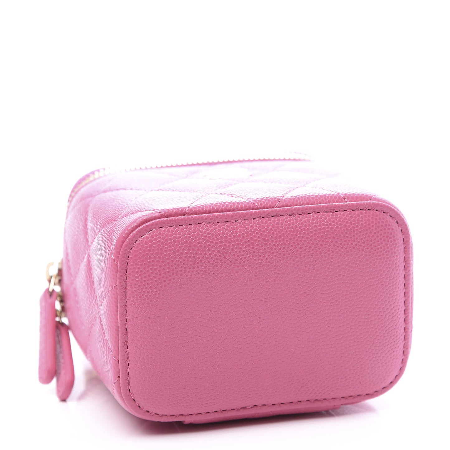 Caviar Quilted Mini Vanity Case With Chain Pink