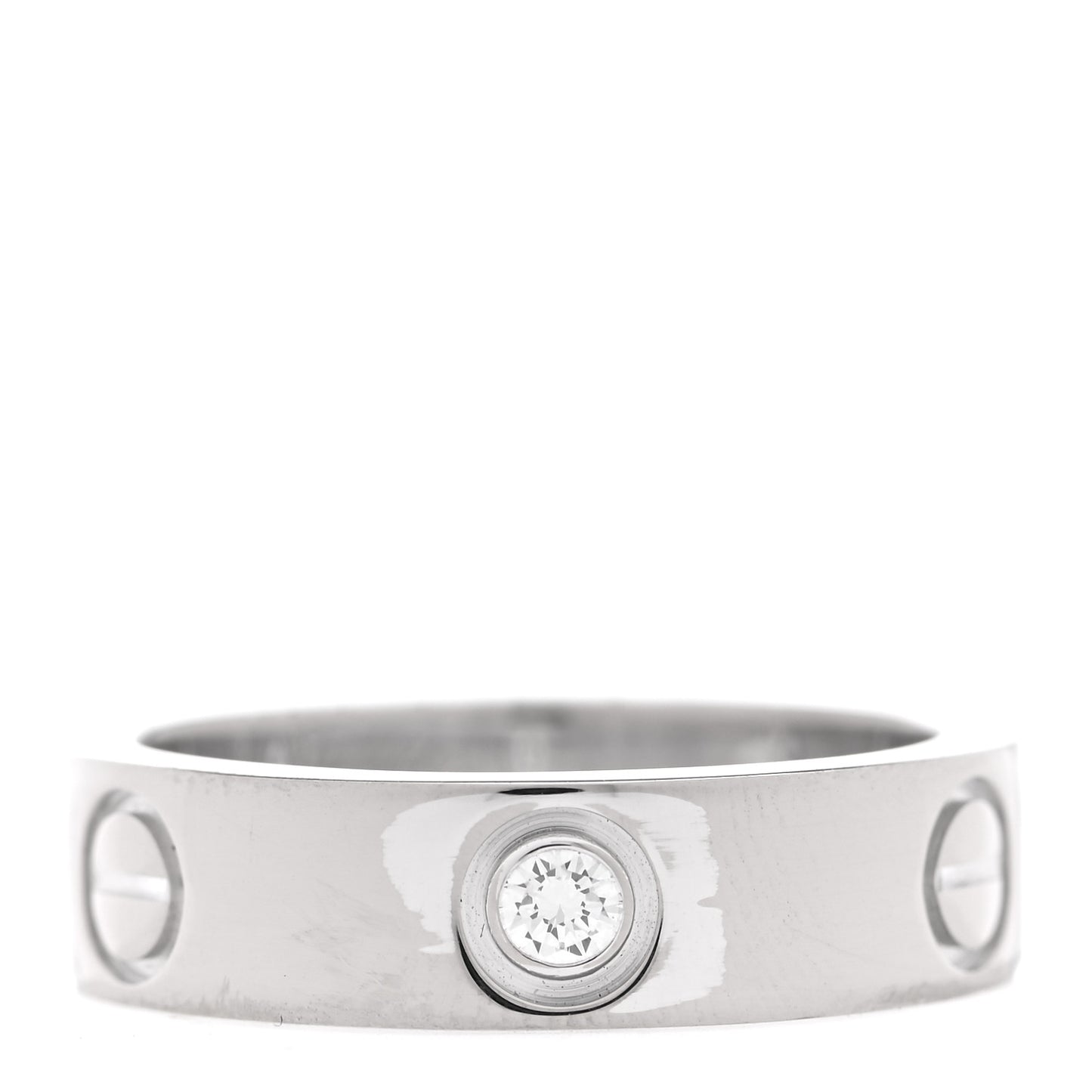 18K White Gold 3 Diamond 5.5mm LOVE Ring 54 6.75
