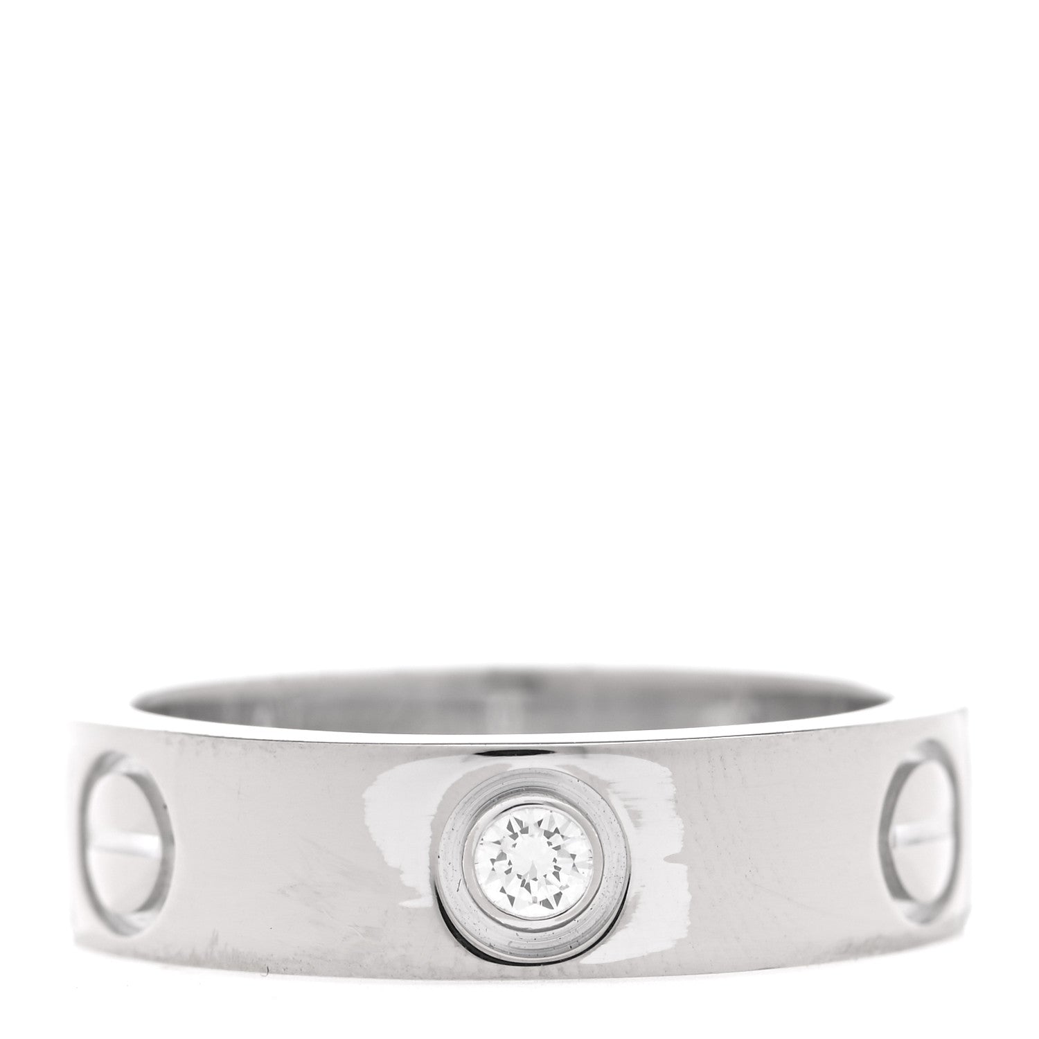 Cartier 18K White Gold 3 Diamond 5.5mm LOVE Ring 54 6.75 3 of 4