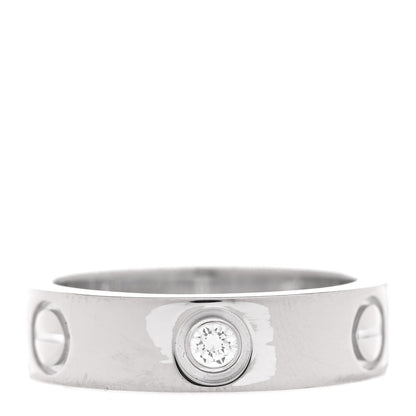 Cartier 18K White Gold 3 Diamond 5.5mm LOVE Ring 54 6.75 3 of 4