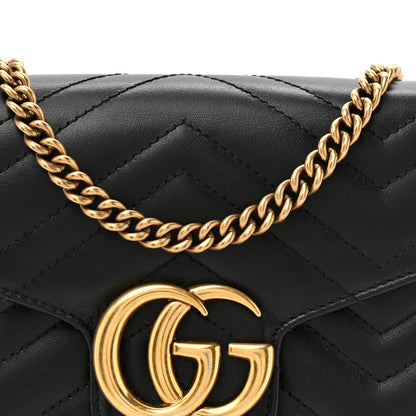 Gucci Calfskin Matelasse GG Marmont Chain Wallet Black 10 of 20
